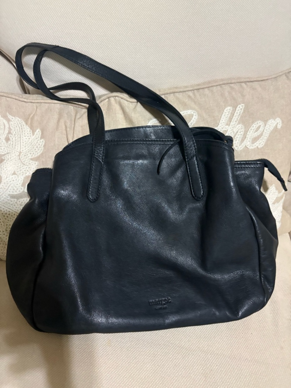 Black  Margot New York Genuine Leather Tote Bag - Satchel